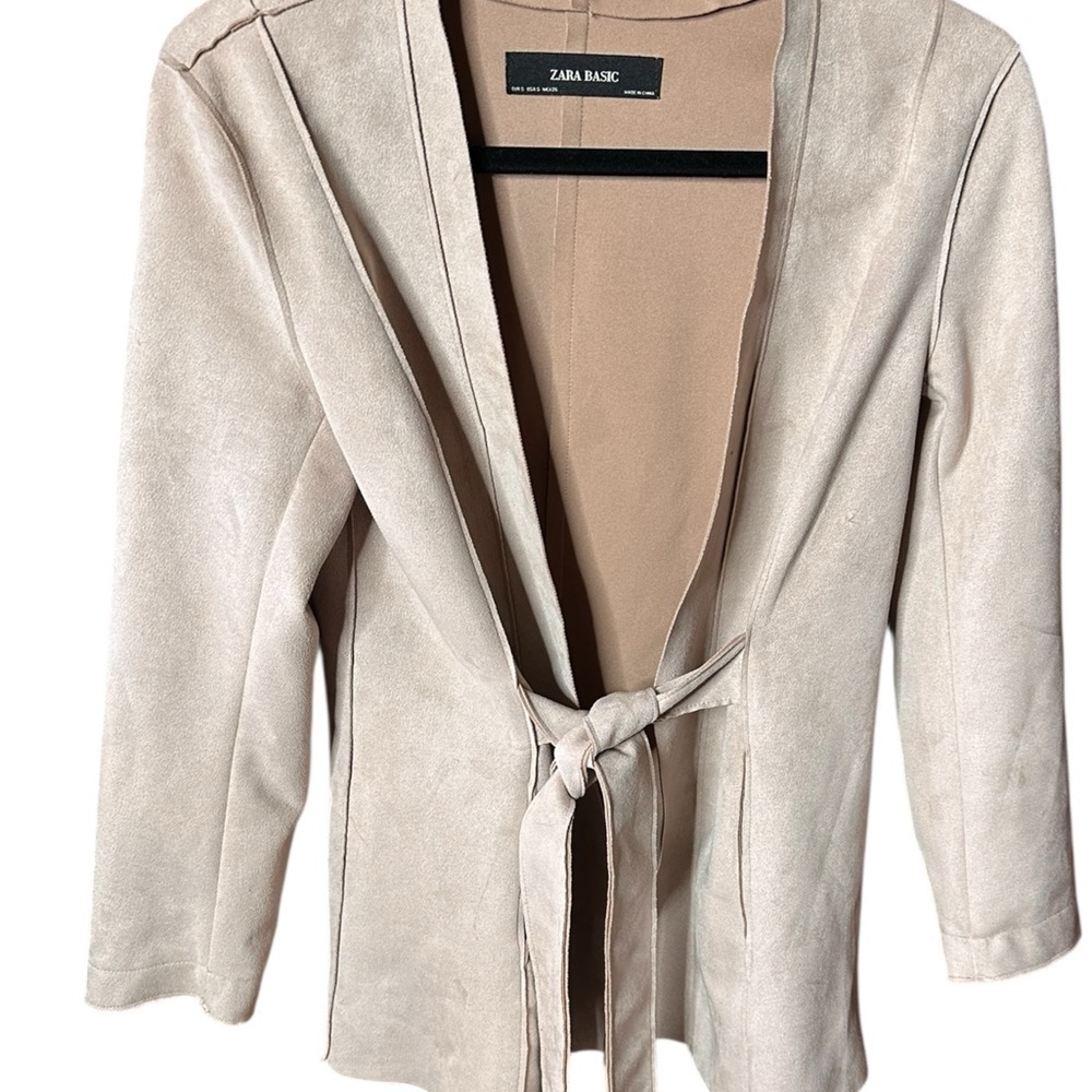 Zara Women's Beige Tie-Front Blazer